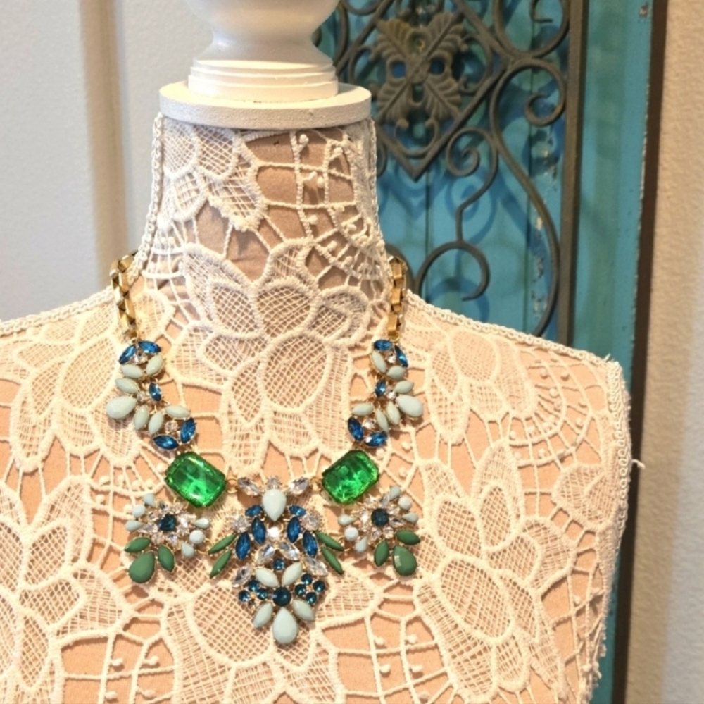 Blue Green And Teal Statement Necklace